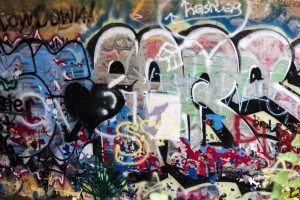 Graffiti artists have decorated underneath a Deer Creek Bridge. Photo by Rosa Parks 